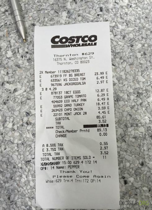 Chèque de paiement en gros Costco